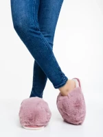 Papuci dama roz din blana sintetica Donisha
