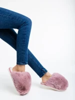 Papuci dama roz din blana sintetica Donisha