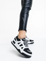 Pantofi sport dama negri cu alb din piele ecologica Daelen
