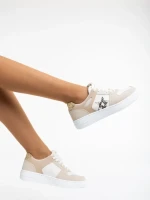 Pantofi sport dama bej din piele ecologica Adamina
