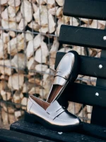 Mocasini dama gri din piele ecologica Yadra