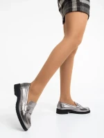 Mocasini dama gri din piele ecologica Yadra