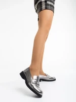 Mocasini dama gri din piele ecologica Yadra