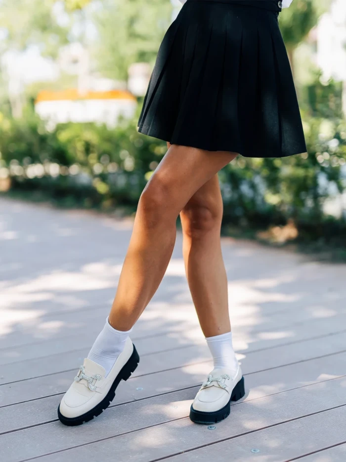 Mocasini dama bej deschis din piele ecologica Nanette