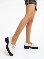 Mocasini dama bej deschis din piele ecologica Nanette