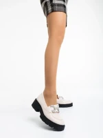 Mocasini dama bej deschis din piele ecologica Nanette