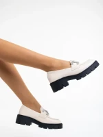 Mocasini dama bej deschis din piele ecologica Nanette