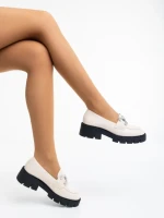 Mocasini dama bej deschis din piele ecologica Nanette