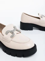 Mocasini dama bej deschis din piele ecologica Nanette