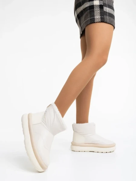 Cizme dama bej din piele ecologica si material textil Leola