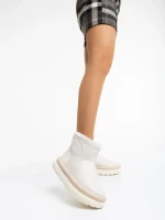 Cizme dama bej din piele ecologica si material textil Leola