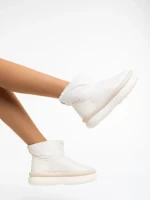 Cizme dama bej din piele ecologica si material textil Leola