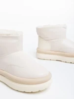 Cizme dama bej din piele ecologica si material textil Leola