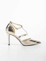 Pantofi dama aurii din piele ecologica lacuita Yomaris