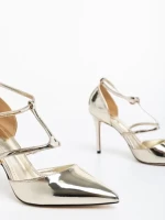 Pantofi dama aurii din piele ecologica lacuita Yomaris