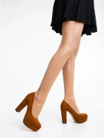 Pantofi dama camel din material textil Delmara