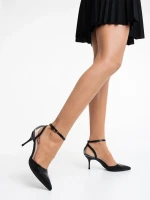 Pantofi dama negri cu toc din piele ecologica Kaela