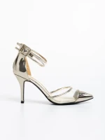 Pantofi dama aurii din piele ecologica lacuita Alva