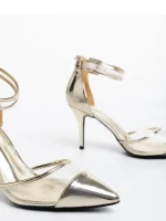 Pantofi dama aurii din piele ecologica lacuita Alva
