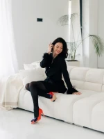 Pantofi dama rosii cu toc din material textil Secilia