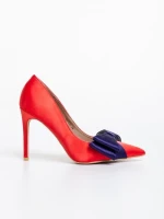 Pantofi dama rosii cu toc din material textil Secilia