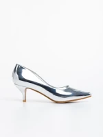 Pantofi dama argintii din piele ecologica lacuita Isidora