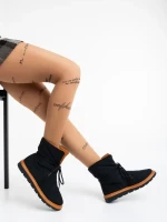 Cizme dama negre din material textil Zurine