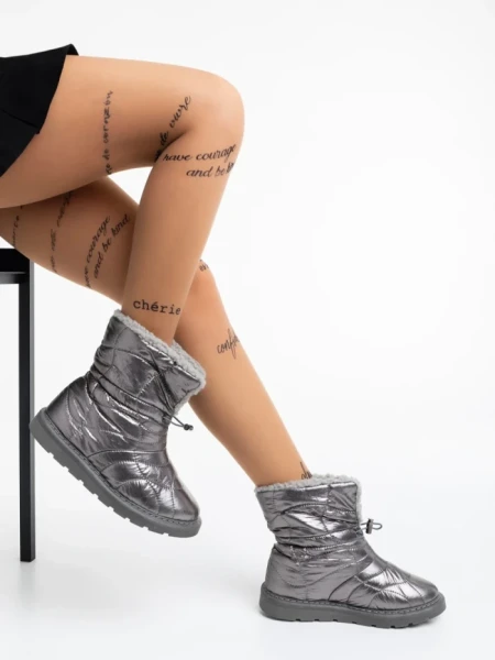 Cizme dama gri din material textil Louella