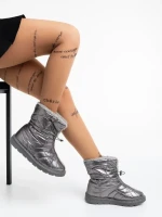 Cizme dama gri din material textil Louella