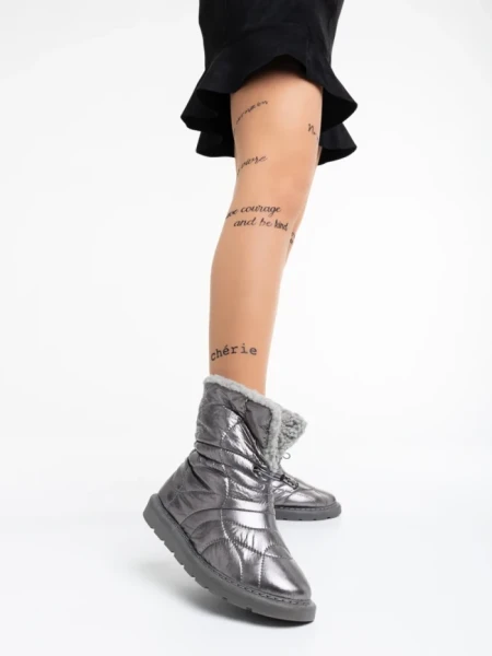 Cizme dama gri din material textil Louella