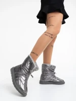 Cizme dama gri din material textil Louella