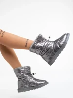 Cizme dama gri din material textil Louella