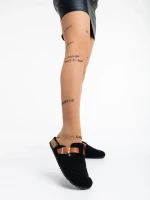 Papuci dama negri din blana sintetica Amery