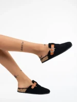 Papuci dama negri din blana sintetica Amery