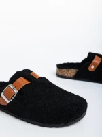 Papuci dama negri din blana sintetica Amery