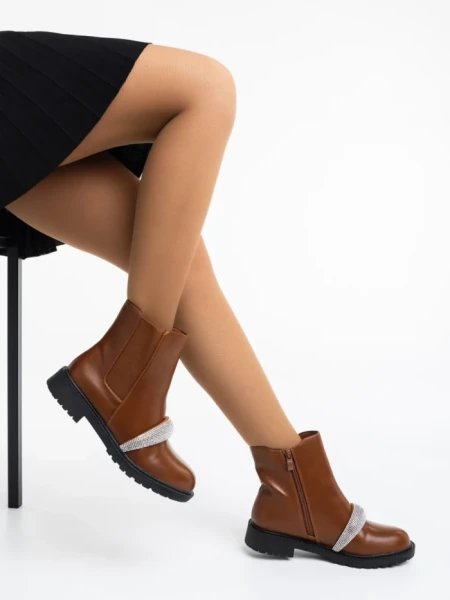 Ghete dama camel din piele ecologica Sherisse