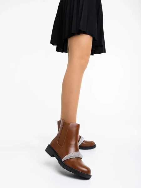 Ghete dama camel din piele ecologica Sherisse