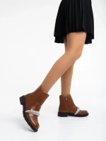 Ghete dama camel din piele ecologica Sherisse