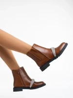 Ghete dama camel din piele ecologica Sherisse