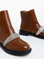 Ghete dama camel din piele ecologica Sherisse