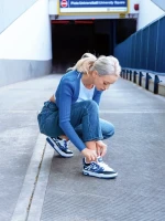 Pantofi sport dama albi cu albastru din piele ecologica Cammie