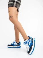 Pantofi sport dama albi cu albastru din piele ecologica Cammie