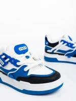 Pantofi sport dama albi cu albastru din piele ecologica Cammie