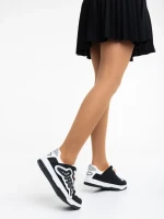 Pantofi sport dama albi cu negru din piele ecologica Azurine