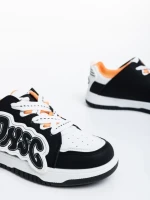 Pantofi sport dama albi cu negru din piele ecologica Azurine