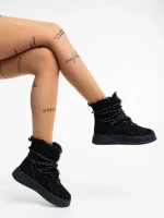 Ghete dama negre din material textil Anissa