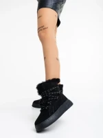 Ghete dama negre din material textil Anissa