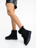 Ghete dama negre din material textil Anissa