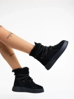 Ghete dama negre din material textil Anissa