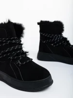 Ghete dama negre din material textil Anissa